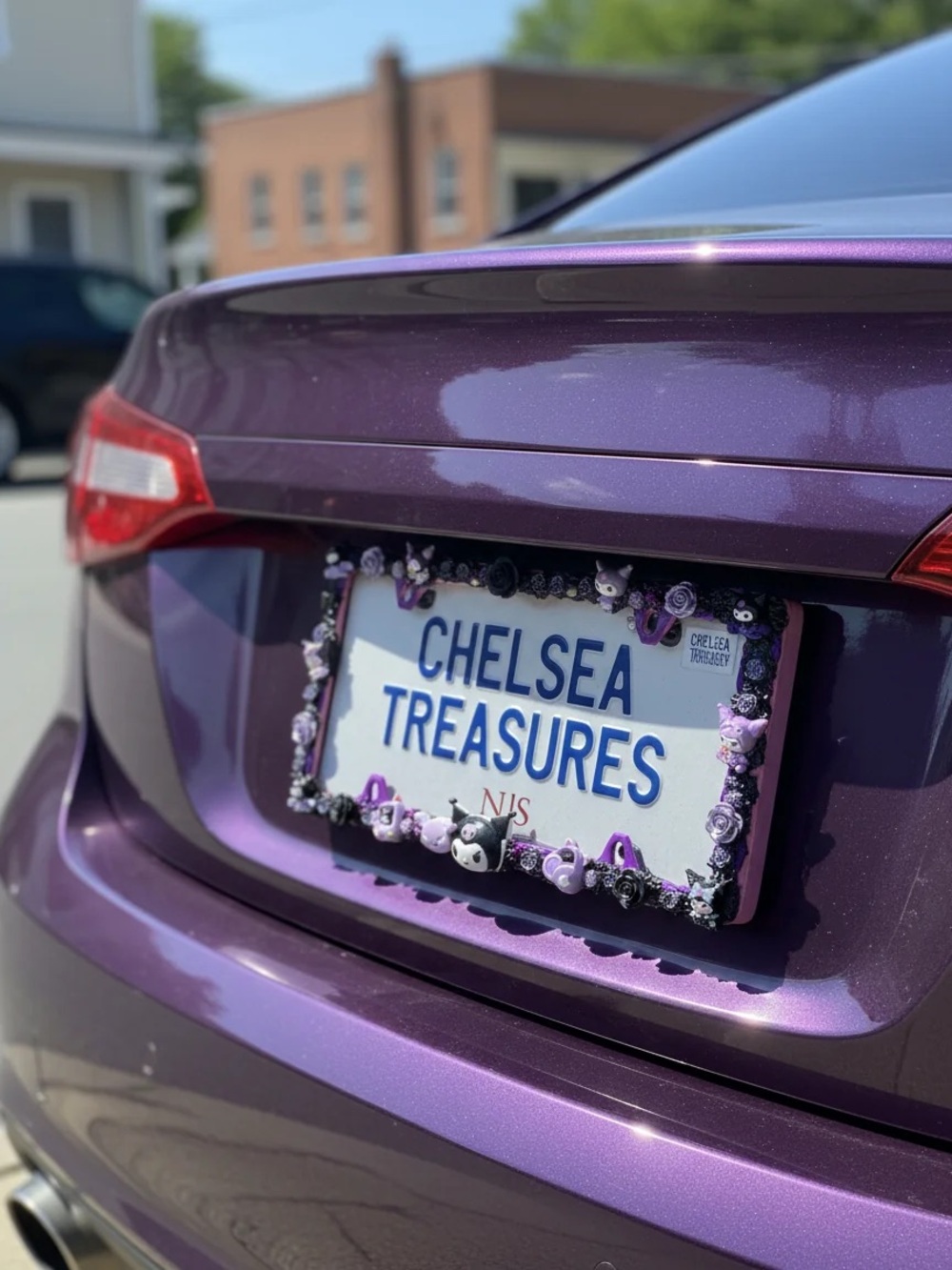 Purple and black Decorative License Plate Frame custom Decoden Kuromi
